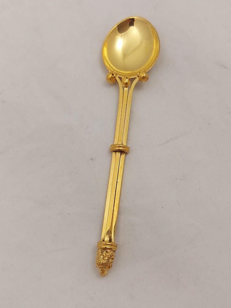 Antique Victorian Memento Mori Skull Solid Silver Gilt Spoon