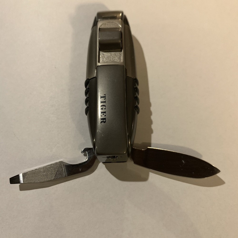 Tiger™ Classic, Vintage Single Torch Pocket Lighter Gray With Multi Tools