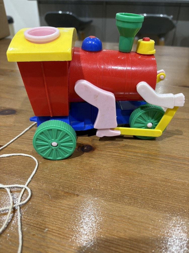 Vintage Mr. Chuff Chuff Train - Merit Plastic Pull along Toy train