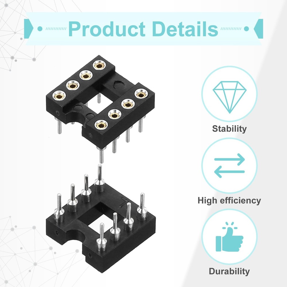 MECCANIXITY 30Pcs DIP IC Chip Socket Adapter 8 Pin Assortment Kit 1, Black