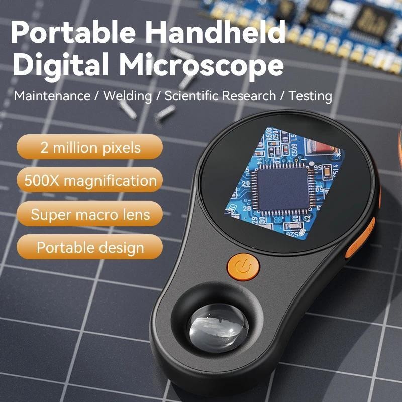 500X Digital Microscope Handheld 2.0" IPS Magnifying Glass Kids Marco Microscope