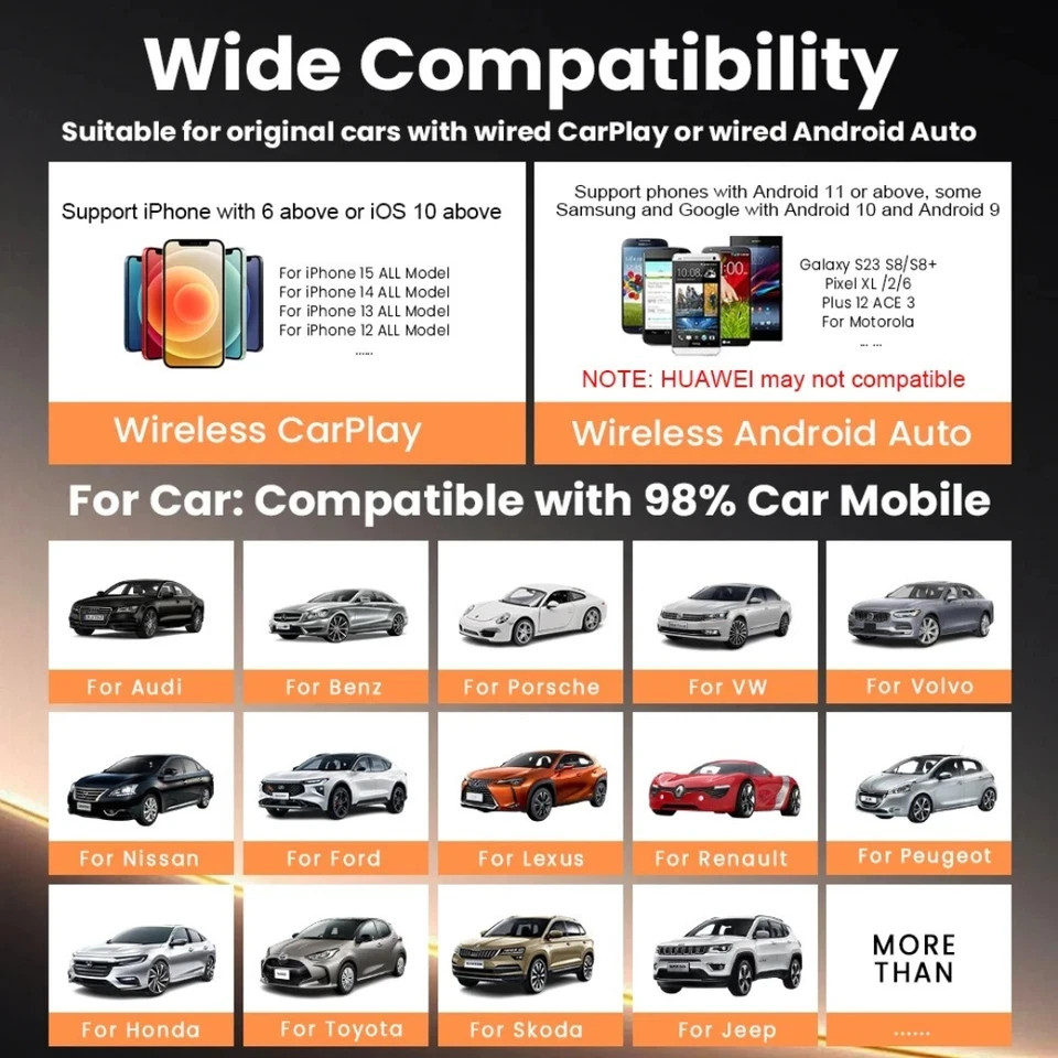 2025 USB Wireless CarPlay Adapter For iPhone Apple Wireless Dongle Plug ＆ Play