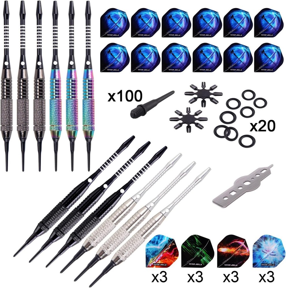 Beginner-Friendly 12 Pcs Soft Tip Darts Set - 18 Gram with Extra Accessories