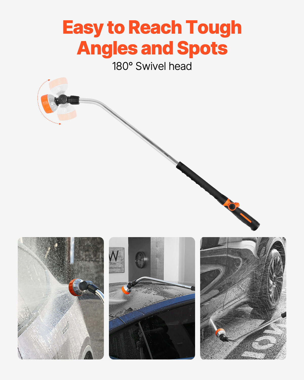 Garden Hose Watering Wand Heavy Duty 36 inch 8 Spray Patterns & 180° Swivel Head