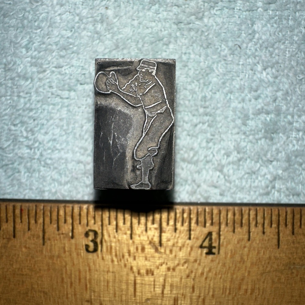 Printing Block “ Old Time Baseball Player “ Lead Block