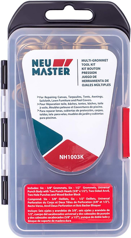 Grommet Kit, NEU MASTER 3/8" and 1/2" Solid Brass Grommets with Eyelets Setting