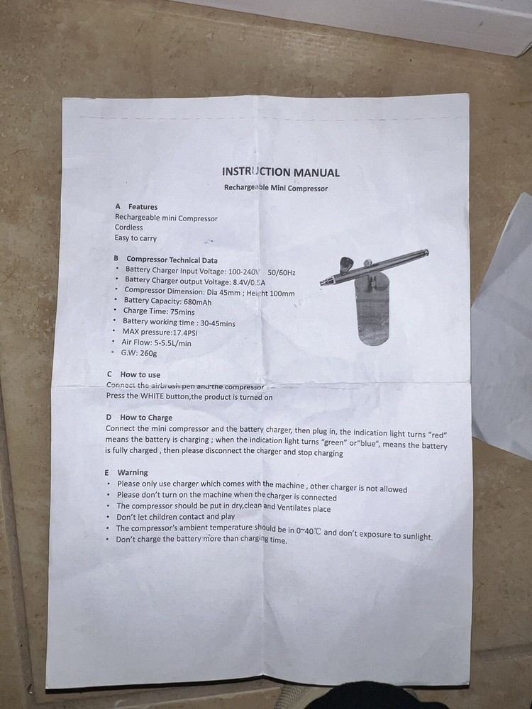 Mini Airbrush Kit With Compressor READ