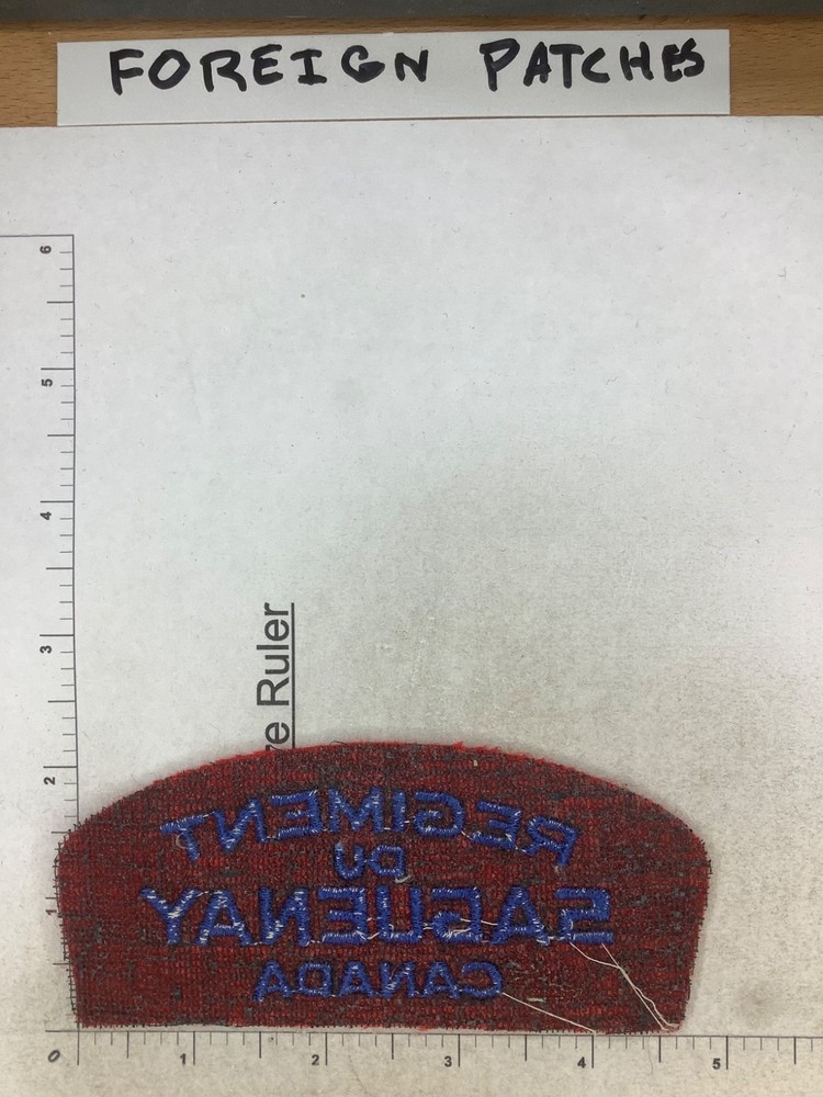 VINTAGE REGIMENT DU SAGUENAY CANADA TAB PATCH