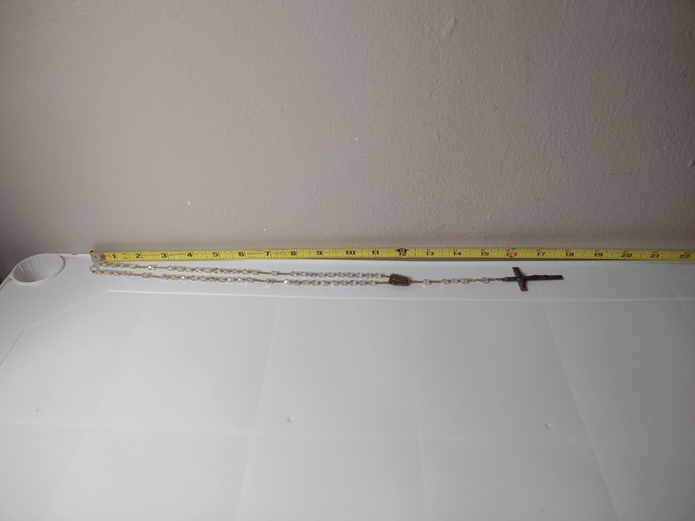 Vintage Clear Glass Bead Rosary