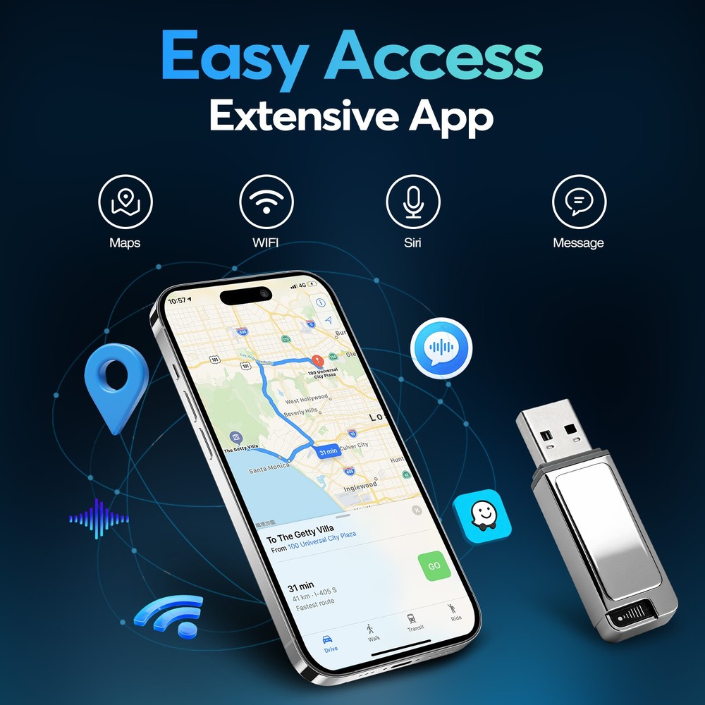 Andream Wireless CarPlay Adapter for Apple iPhone Multi-User Seamless Connection