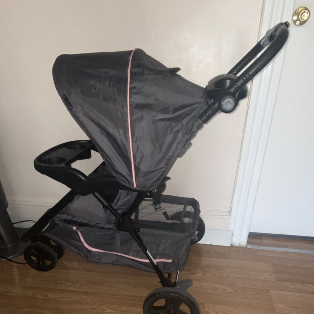 Baby Trend Single Stroller Gray Pink Cup Holder Canopy Adjustable Backrest