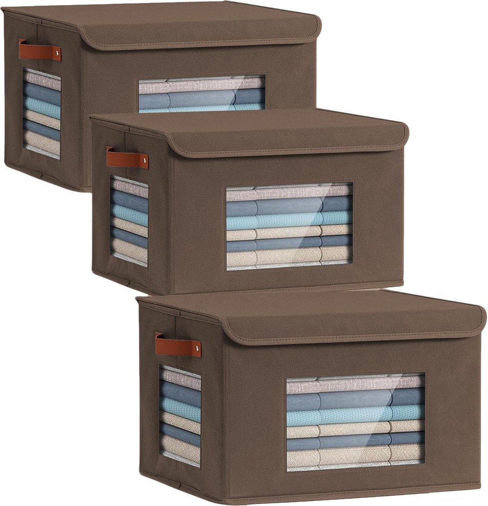 Storage Bins for Clothes, 40L Large Collapsible Stackable Closet Organizer Co...