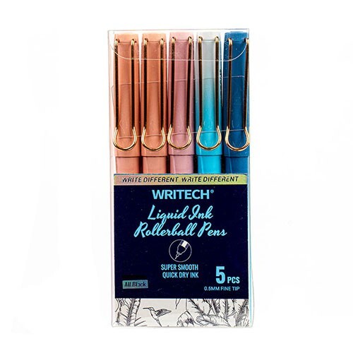 WRITECH Gradient Barrel Liquid Ink Rollerball Stick Pen 5/Pk School Office Write