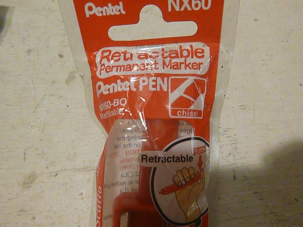 Pentel NX60 Retractable Refillable Permanent Marker Pens Red Blue Chisel Nib