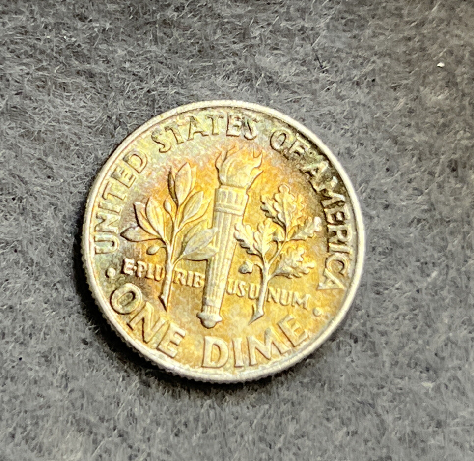 Rainbow Toned 1964 Silver Roosevelt Dime 🌈