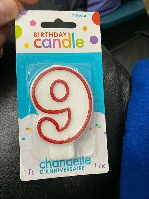 Amscan Flat Molded Candle Red/White #9 New!!!