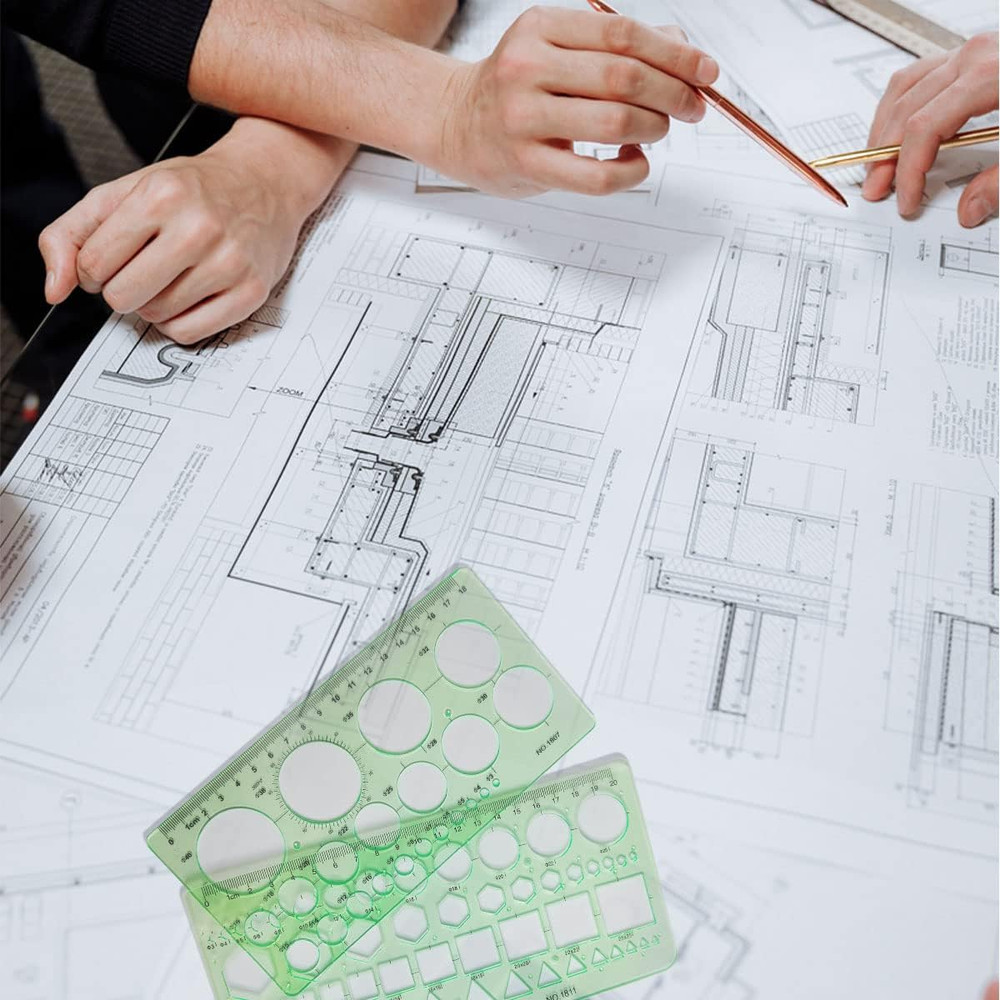 2 Pack Circle Template Stencils Geometry Drawing Ruler Drafting Measuring Tool