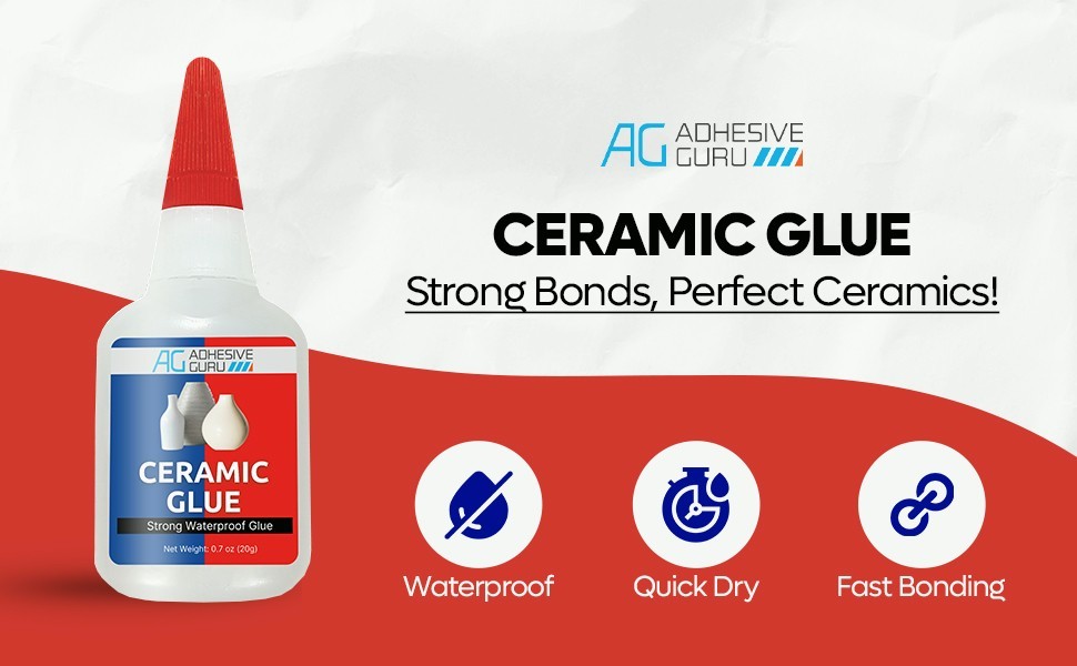 Adhesive Guru Ceramic Glue (150x0.7oz) Super Glue for Pottery, Porcelain & China