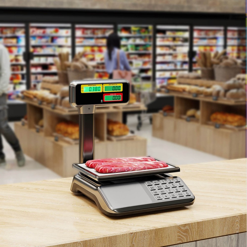88lb Price Computing Scale w/Pole Dual LCD Display,Counting Function for Retail