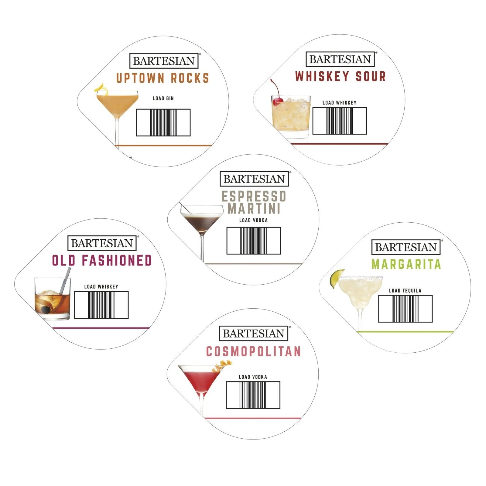 Bartesian Classic Collection 6 Cocktail Mixer Capsules, Pack of 6