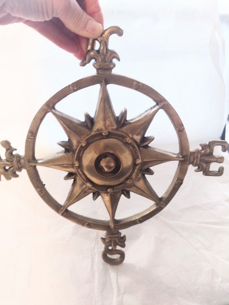 Vintage, solid brass Star Rose Nautical Compas/ Weather Vane
