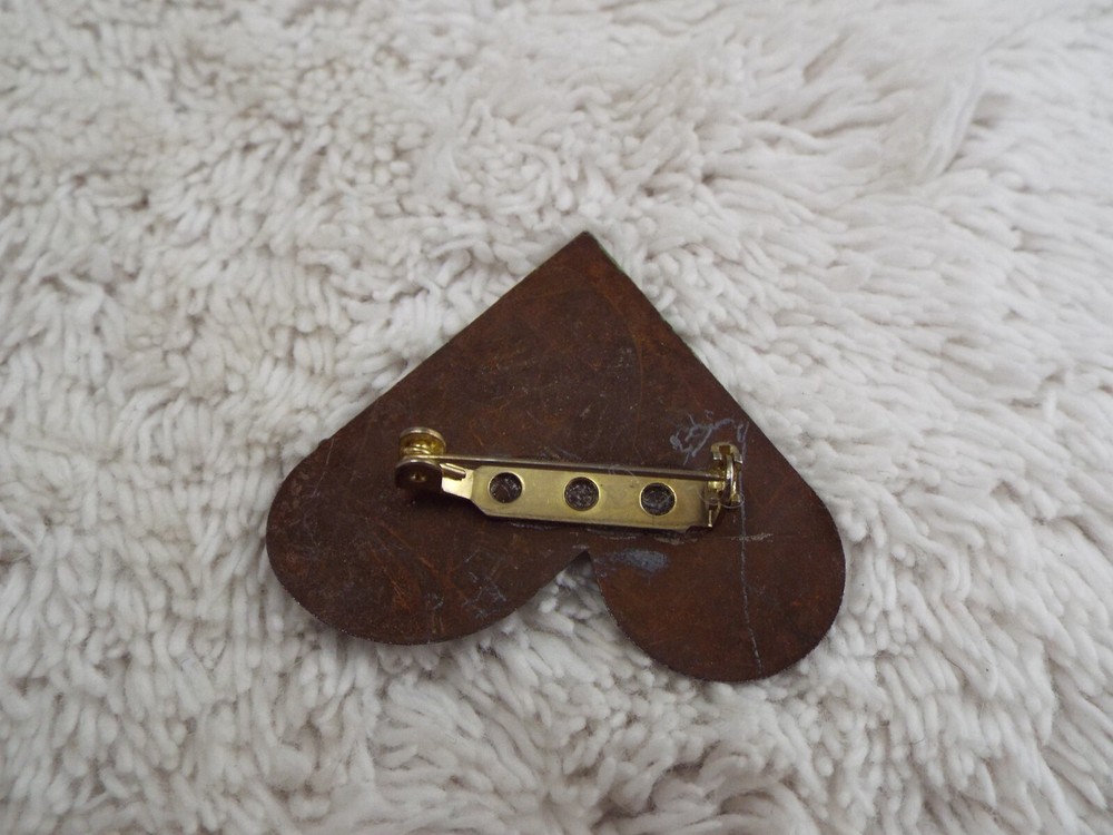 Copper Painted Easter Bunny Heart Pin (H14)