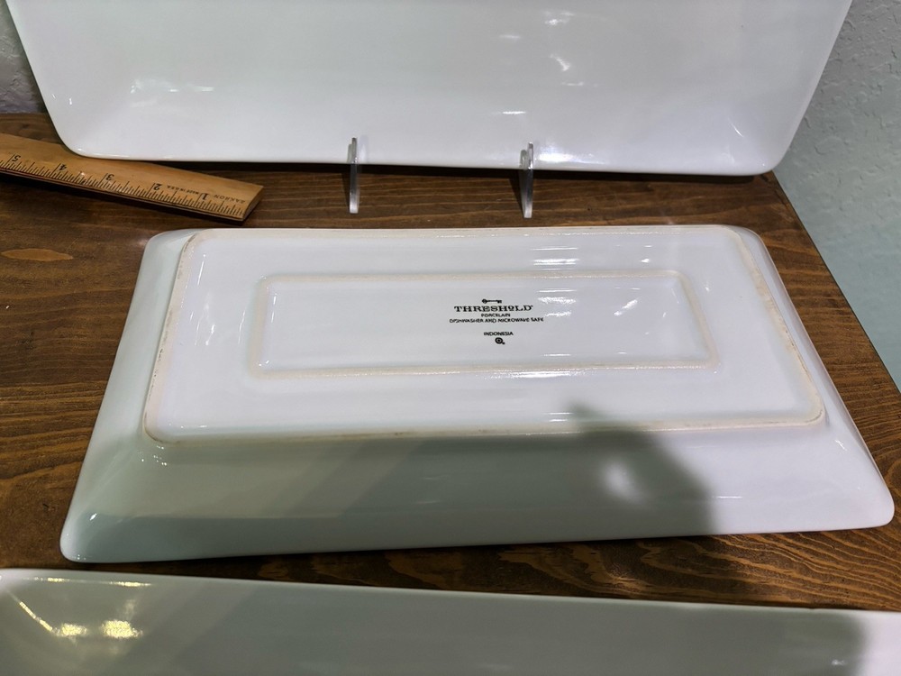 White Porcelain Servng Set Rectangle Platters Or Plates Threshold™