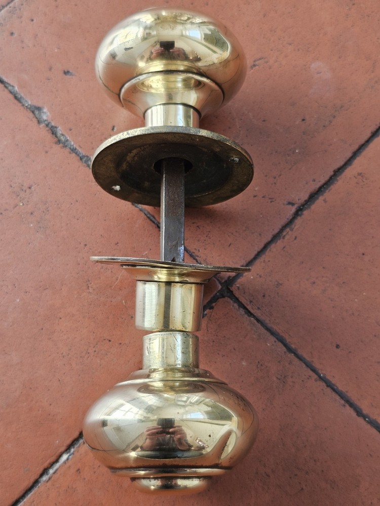 Antique lovely quality original brass mortice lock door knobs
