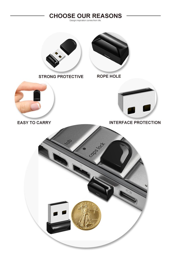 Black Mini Pen U Disk 2GB-512GB PenDrive Disk USB 2.0 Flash Drive Memory Stick