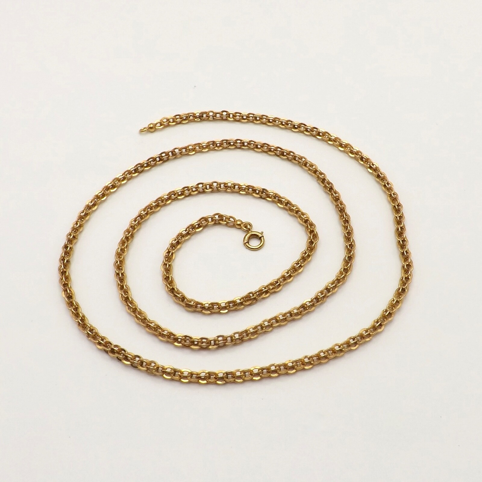 14k Gold Heavy Solid Pocket Watch Double C Link Pendant Chain Necklace 26in Deco