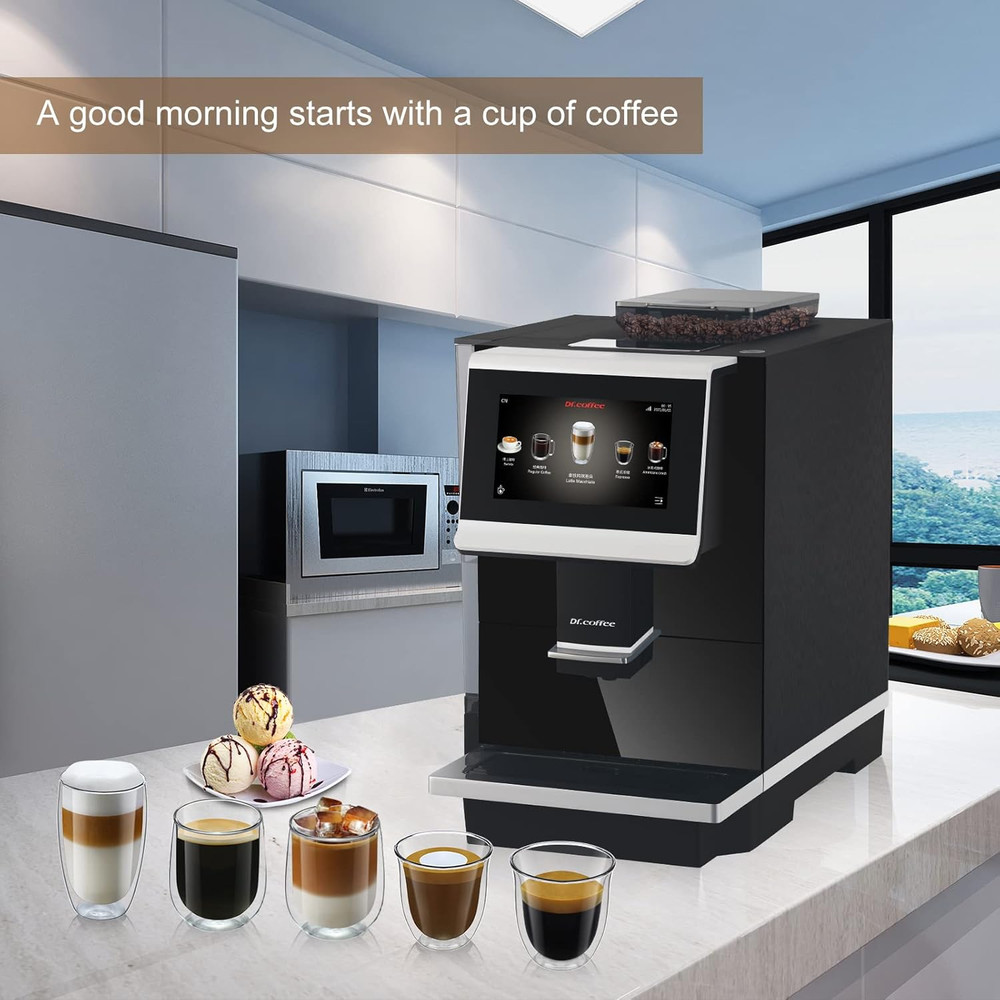 DR.COFFEE C12 Fully Automatic Espresso Machine with Touchscreen & 9 Grind Sizes