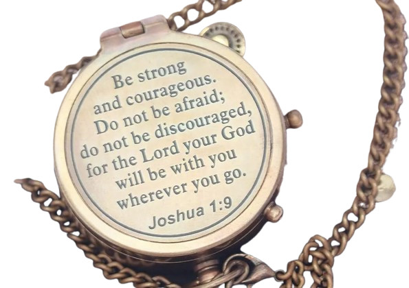 Brass Compass Engraved with Religious Scripture Verse Beautiful Gift