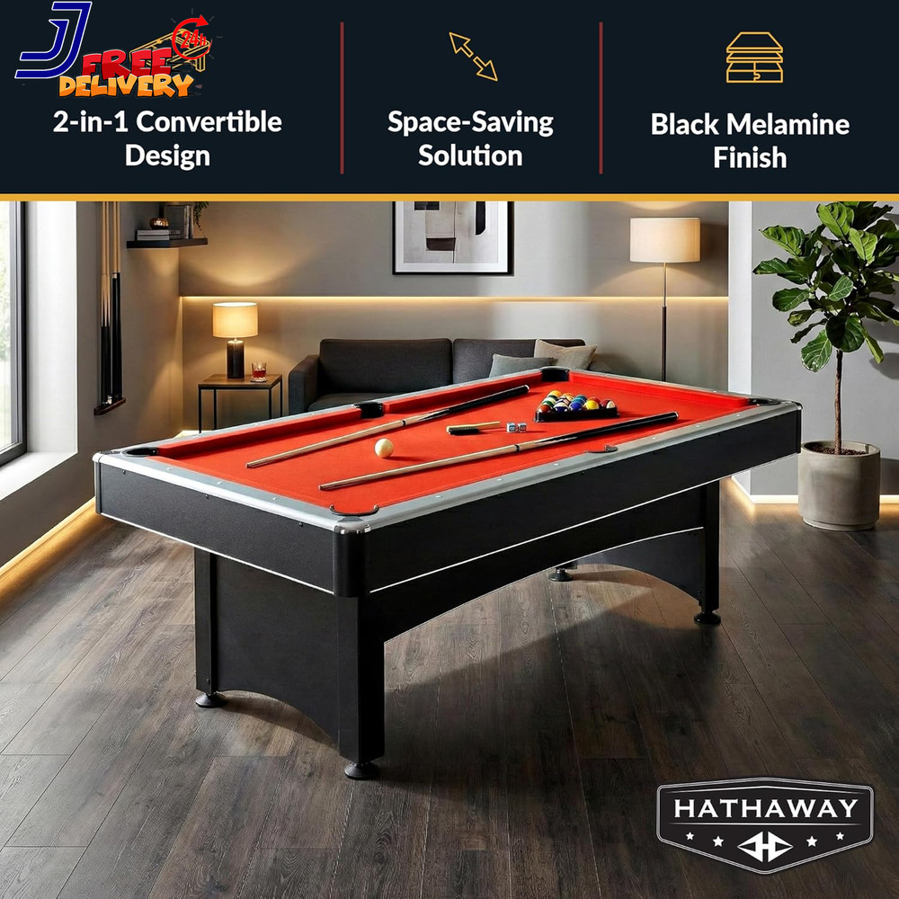 7 Foot Pool Table with Table Tennis Top Space Saving Ping Pong & Pool Table Comb