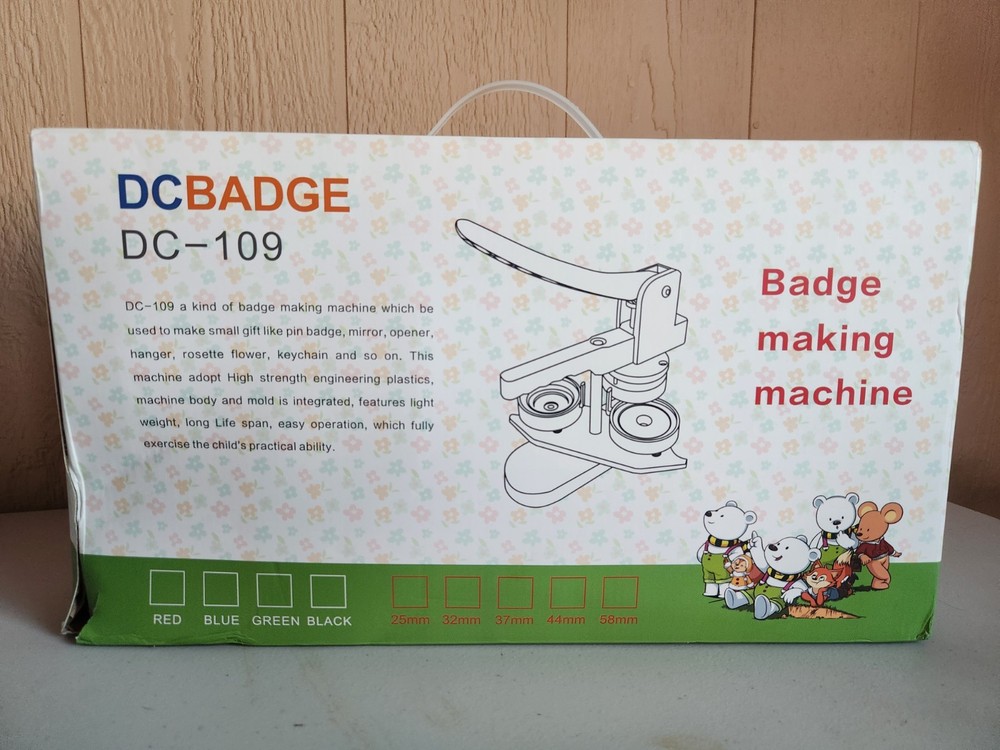 US Button Maker Machine 58mm DIY Pin Badge Label Image Custom Stamp Press DC-109