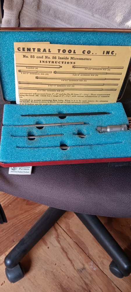 INSIDE MICROMETER  CENTRAL TOOLS Rods with Case