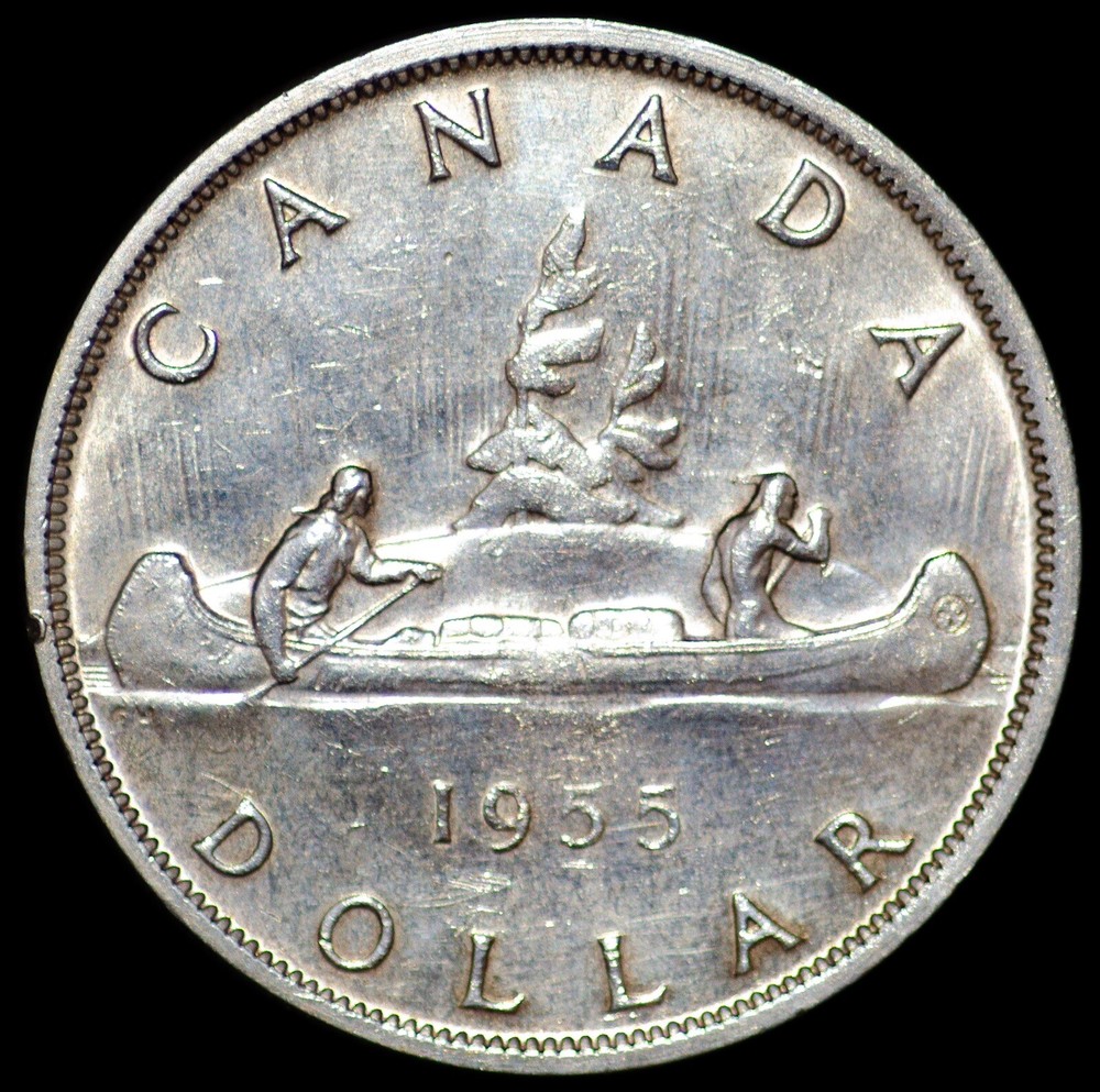Canada 1955 Silver Dollar (Arnprior w/ Die Break)