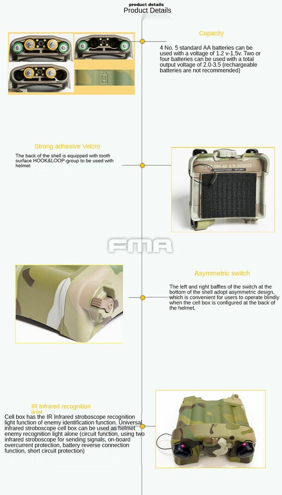 FMA Functional PVS31 IR Infrared Strobe Battery Case with Cable