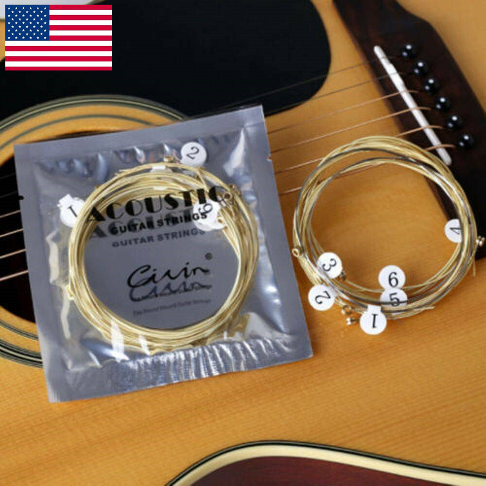 6 PCS Acoustic Guitar Strings Set Phosphor Bronze & Steel Strings Kits USA