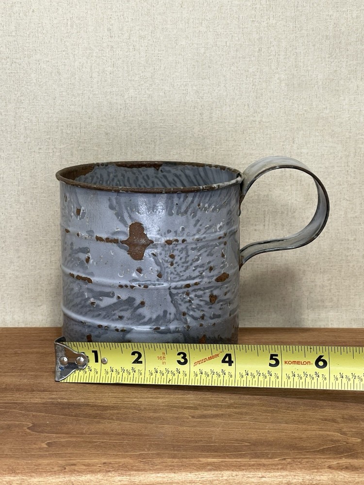 Enamelware Granitewear Pint Size Cup Scoop 4 Inch Primitive Rustic