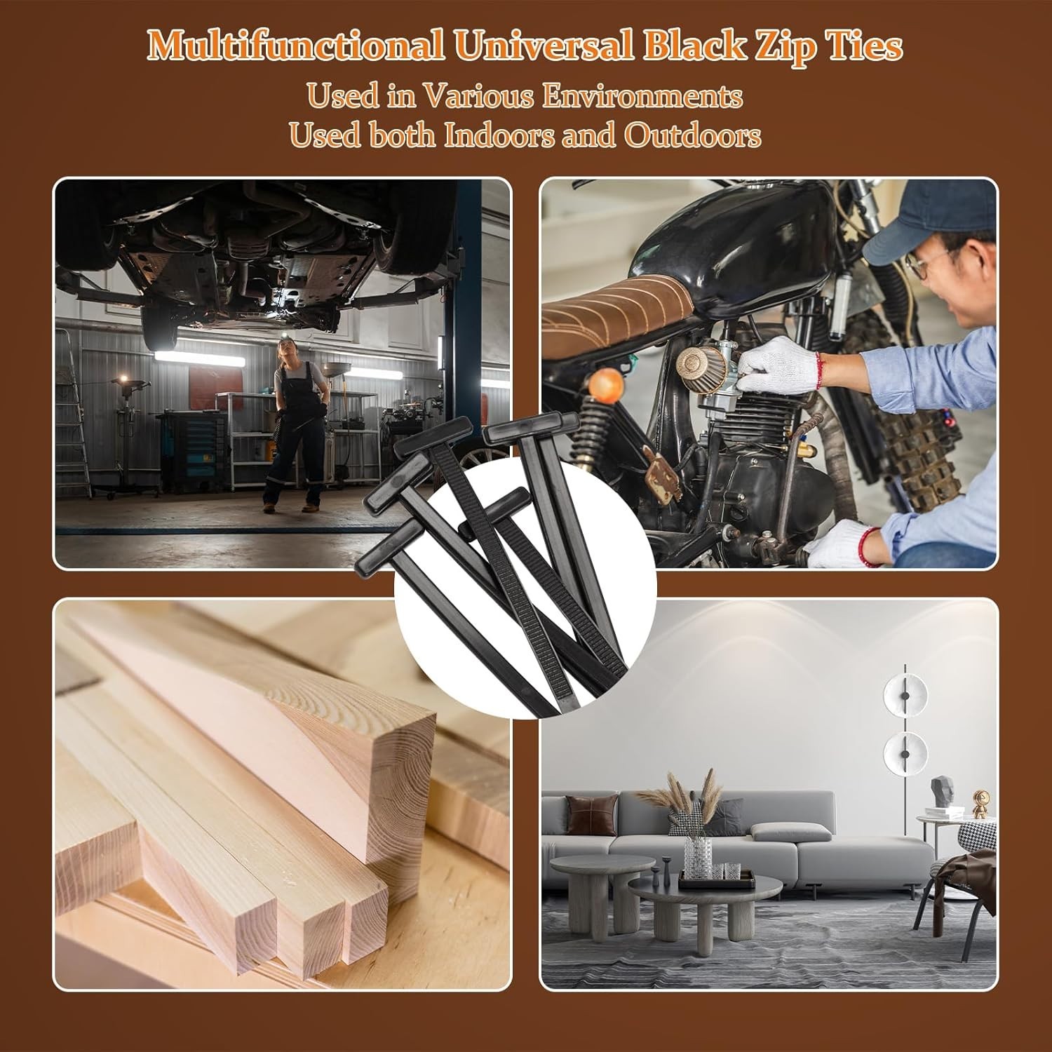 100 PCS Nylon Cable Tie Buckle,Heavy Duty Self-Locking Zip Ties Holder Universal