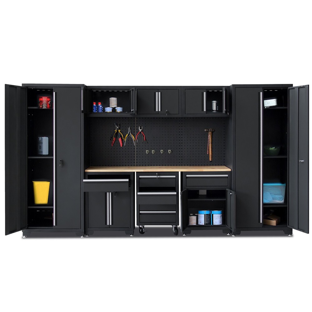 Garage Storage Cabinet 12Pcs Workshop Set Storage System W/ Pegboard Tool