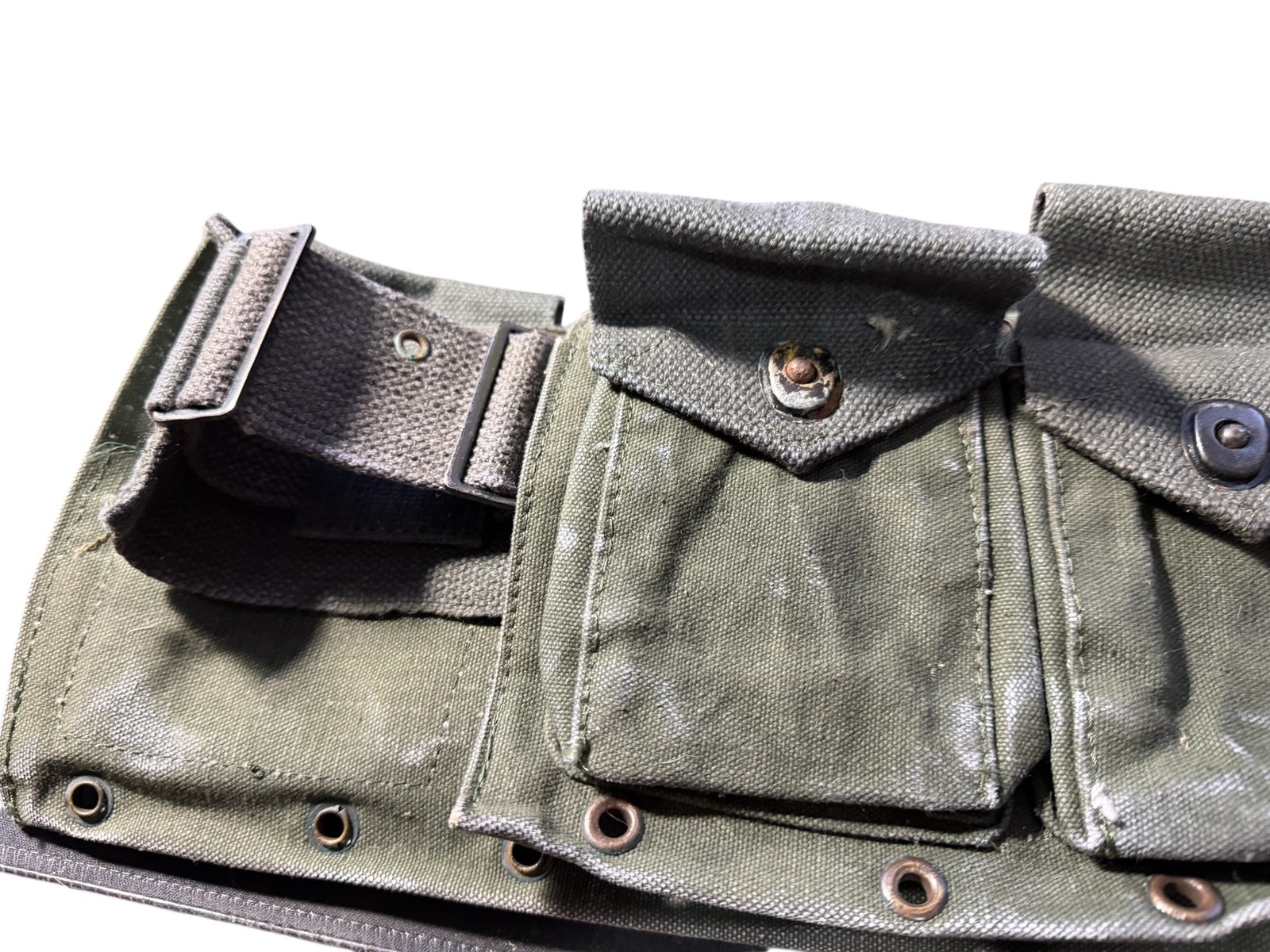 Vintage US Military OD Green Canvas Triple Pouch ALICE Field Gear Surplus