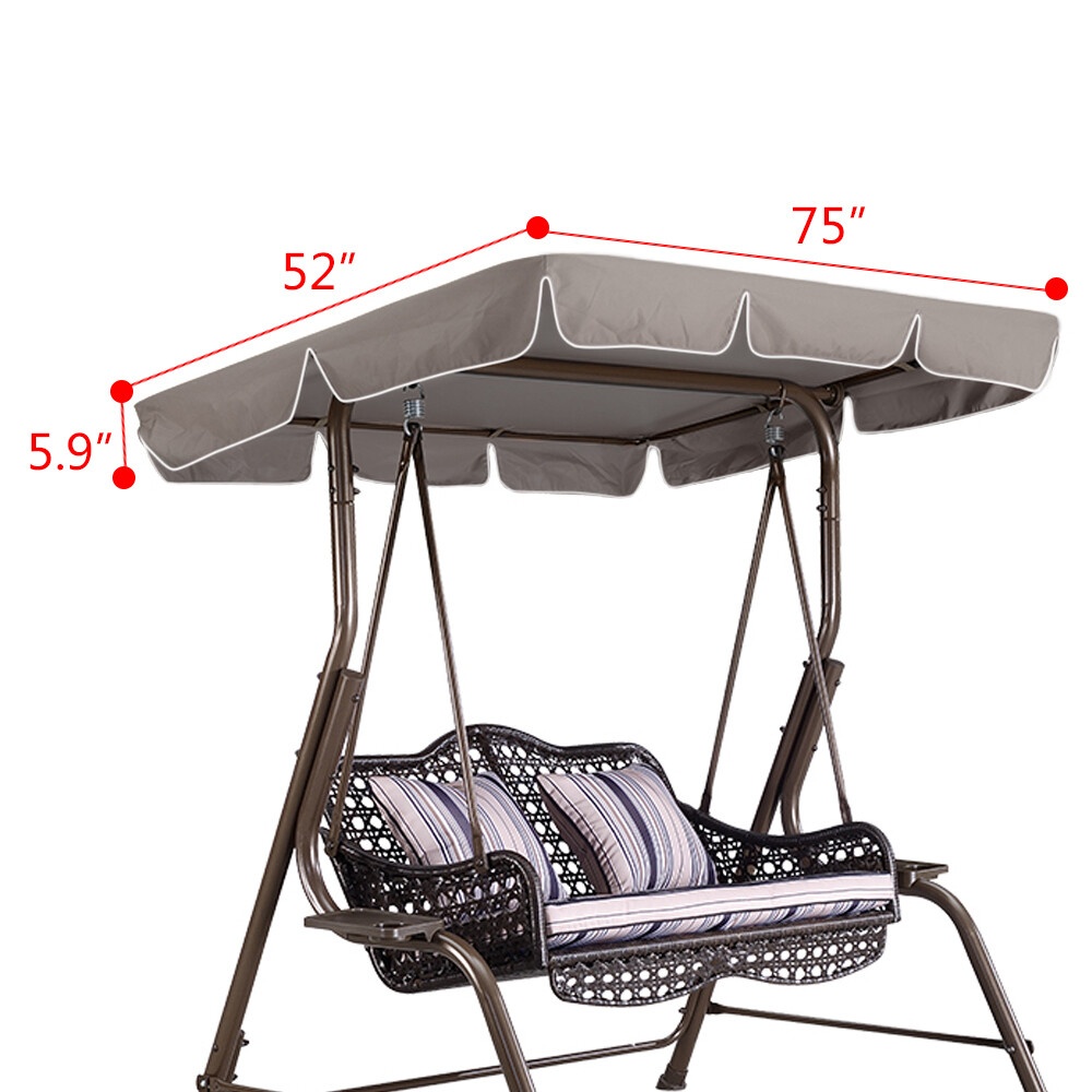 Swing Top Cover Canopy 300D Replacement Garden Patio Outdoor 66x45 75x52 77"x43"