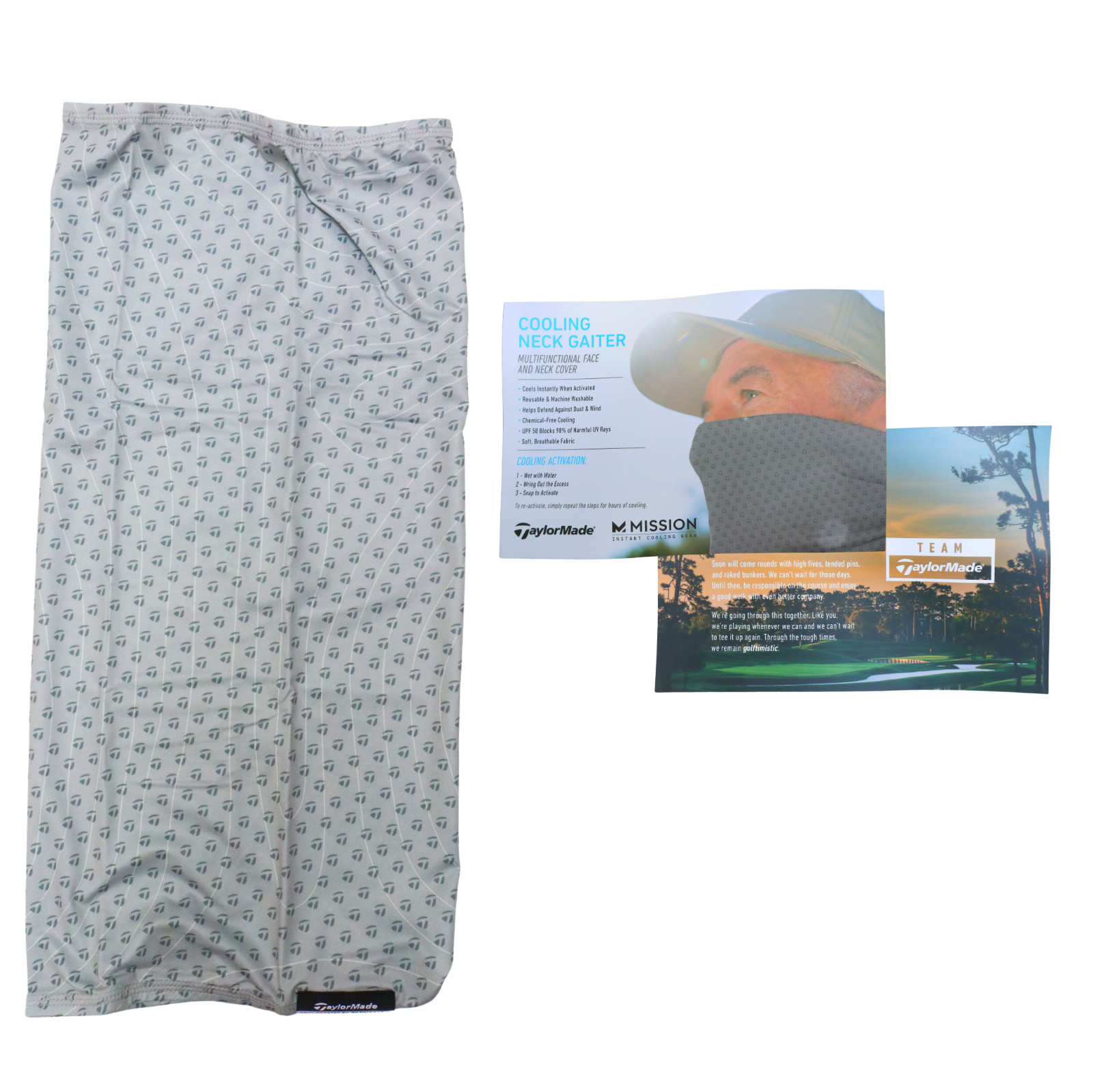 TaylorMade Cool Mission Gray Neck Gaiter – 10x21” All-Over Print