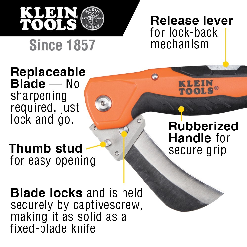 Klein Tools 44218 Cable Skinning Utility Knife w/ Replaceable Blade