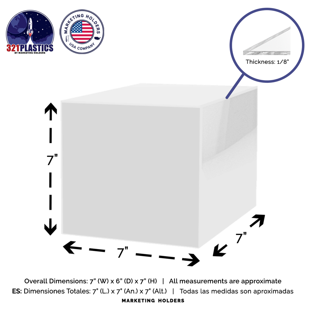 7" Square White Acrylic Retail Display Box