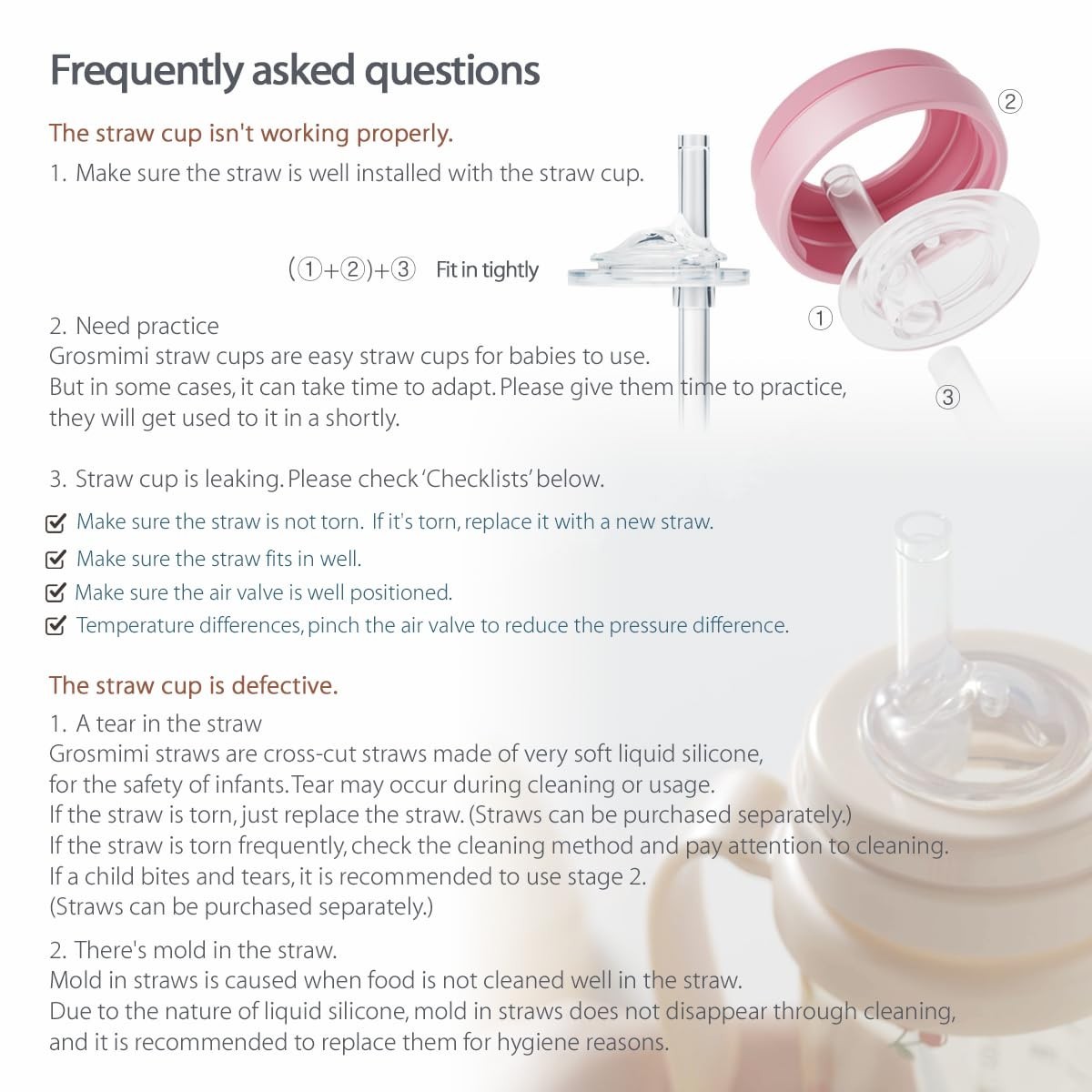 GROSMIMI Spill Proof MAGIC Sippy Cup Straw Handles BUTTER YELLOW Type A Sealed