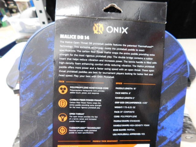 Onix Malice Db14 Pickleball Paddle *1 paddle per order