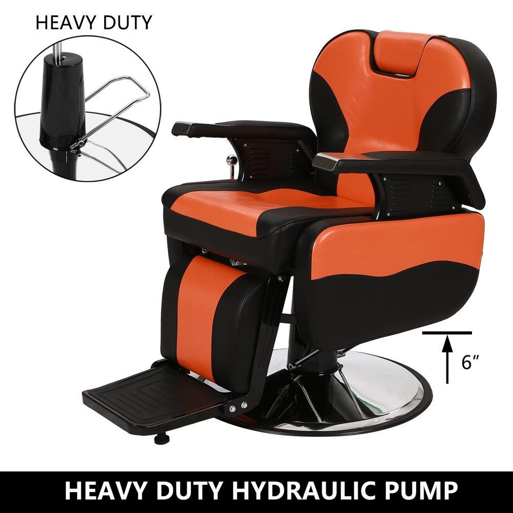 All Purpose Hydraulic Recline Barber Chair Salon Beauty Equipment Black+ Orange