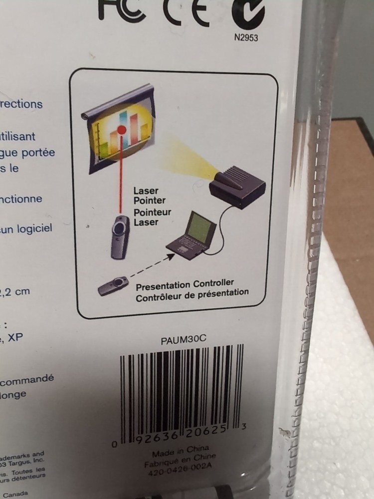 Targus Notebook Wireless Presenter Laser Pointer Clicker PAUM30C